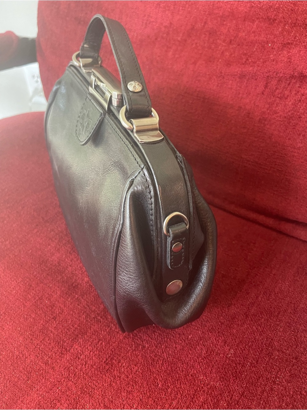 Patricia Nash Black Leather Satchel with Detachable Strap - Picture 2 of 6